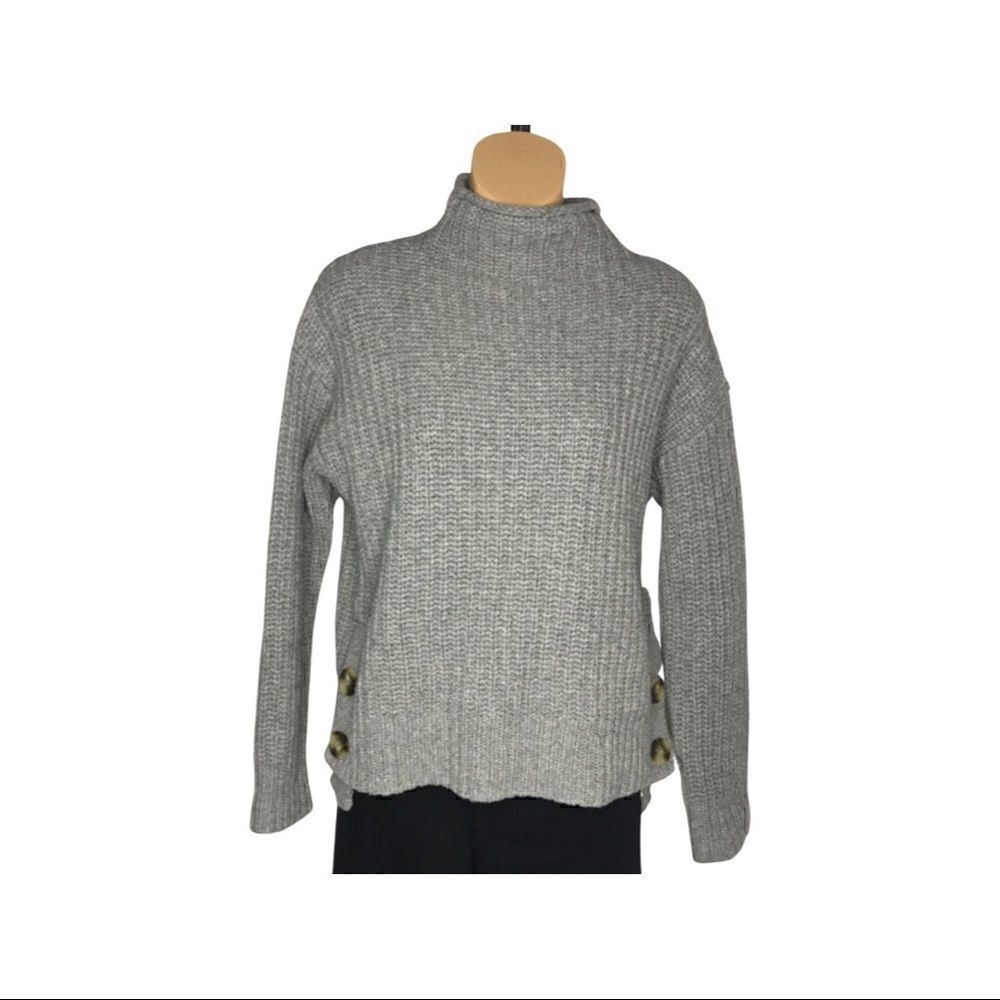 Madewell Mock Neck Side Buttons Sweater Size Small - Picture 2 of 6